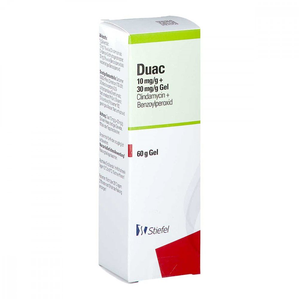 Das Produktfoto zeigt Duac 10 Mg/G + 30 Mg/G Gel (60 g) PZN 10306355