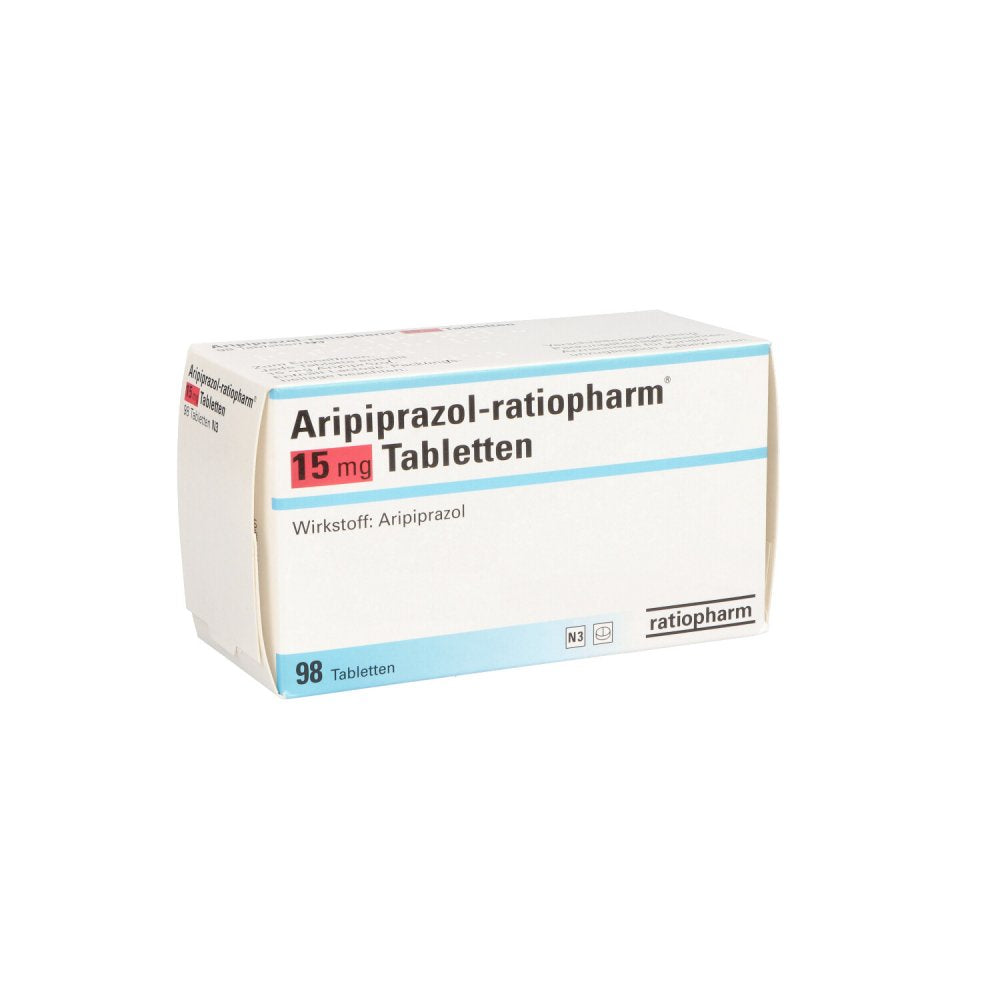 Das Produktfoto zeigt Aripiprazol-Ratiopharm 15 Mg Tabletten (98 stk) PZN 10308360