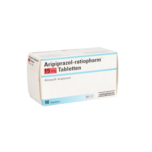 Das Produktfoto zeigt Aripiprazol-Ratiopharm 15 Mg Tabletten (98 stk) PZN 10308360