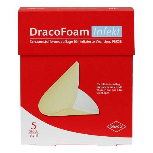 Das Produktfoto zeigt Dracofoam Infekt Schaumst.Wundauf.Ferse (5 stk) PZN 10317643