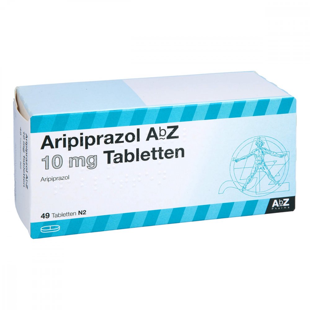 Das Produktfoto zeigt Aripiprazol Abz 10 Mg Tabletten (49 stk) PZN 10317821