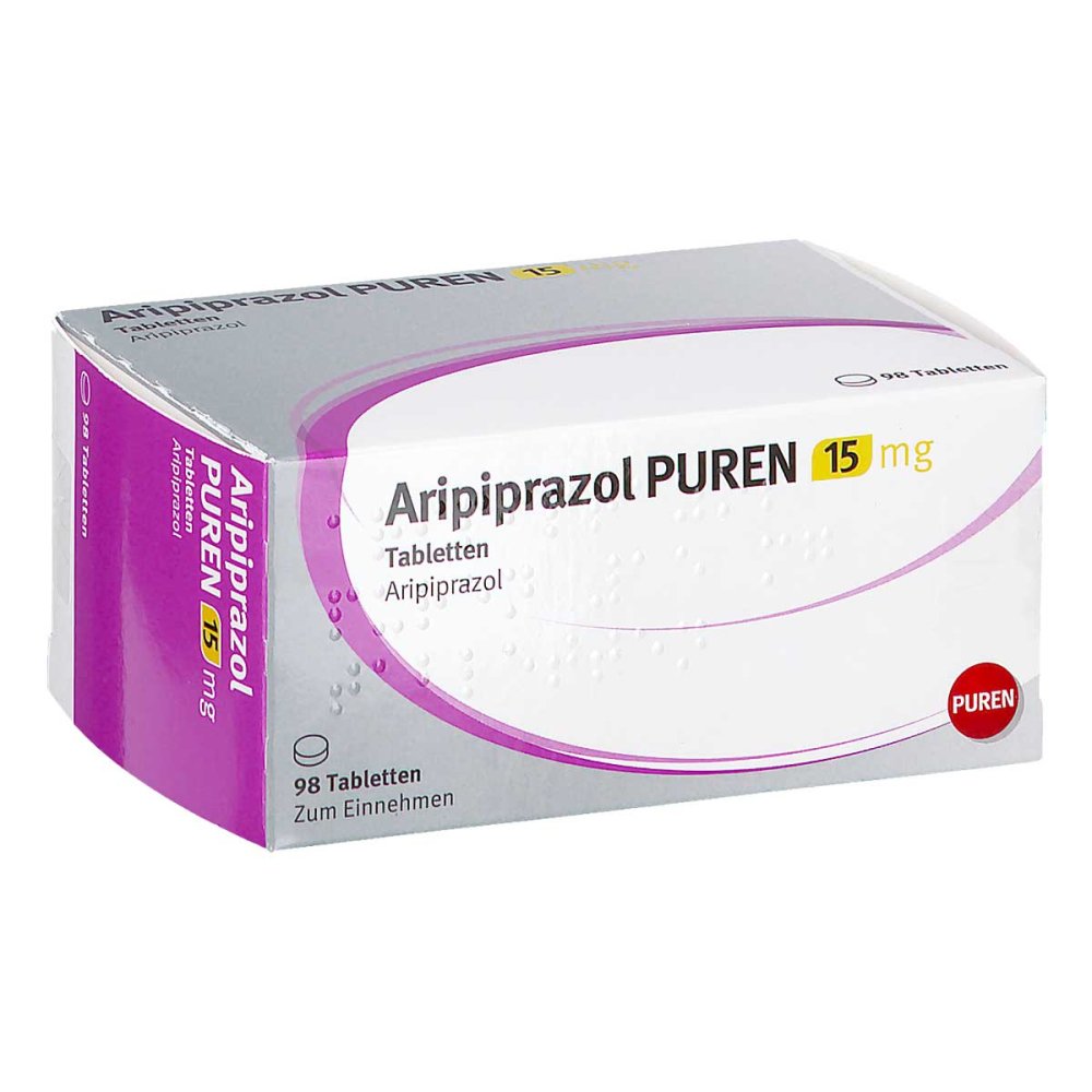 Das Produktfoto zeigt Aripiprazol Puren 15 Mg Tabletten (98 stk) PZN 10319122