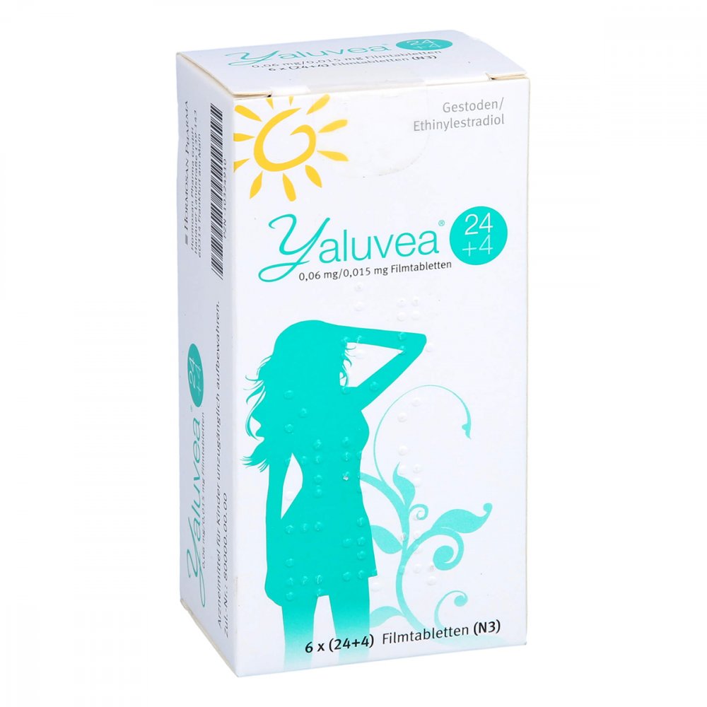 Das Produktfoto zeigt Yaluvea 0,06 Mg/0,015 Mg Filmtabletten (6X28 stk) PZN 10324910