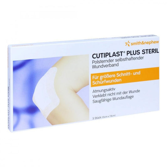 Das Produktfoto zeigt Cutiplast Plus Steril 7,8x15 Cm Verband (5 stk) PZN 10325430