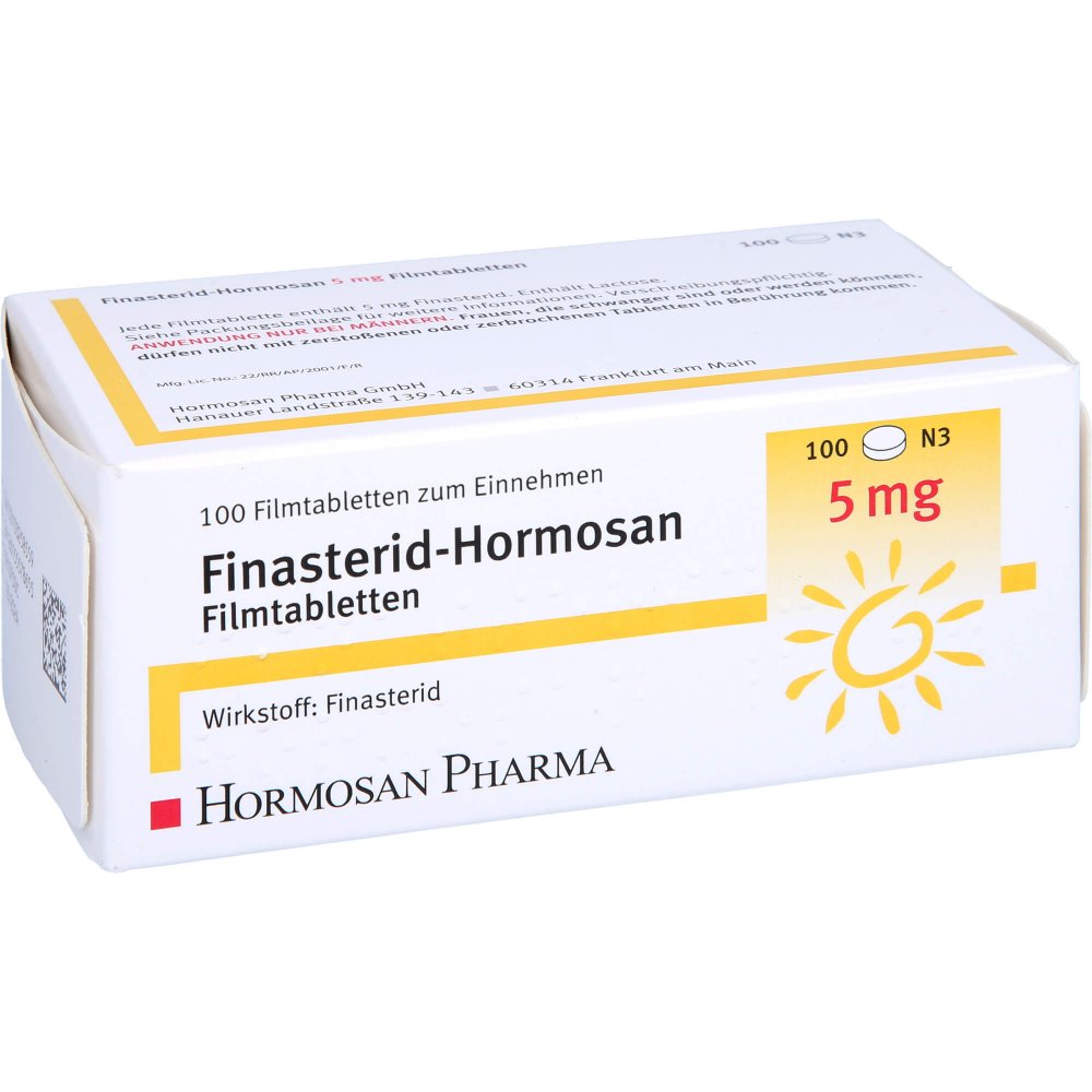 Das Produktfoto zeigt Finasterid-Hormosan 5 Mg Filmtabletten (100 stk) PZN 10325855