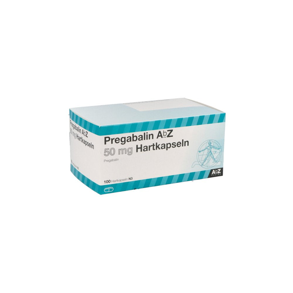Das Produktfoto zeigt Pregabalin Abz 50 Mg Hartkapseln (100 stk) PZN 10326949