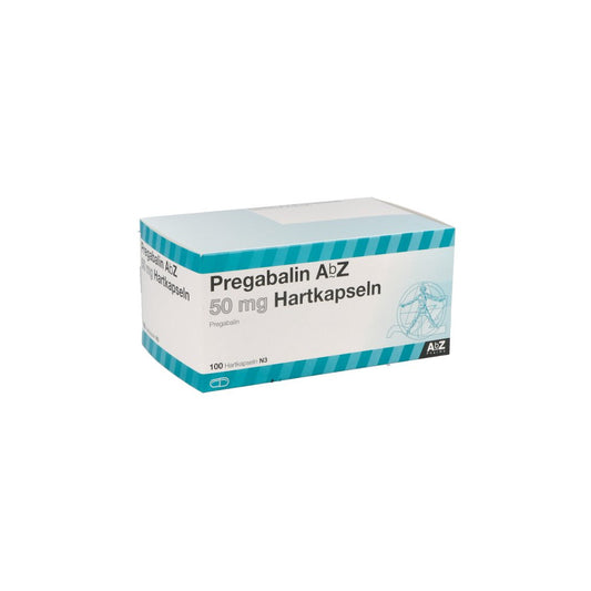 Das Produktfoto zeigt Pregabalin Abz 50 Mg Hartkapseln (100 stk) PZN 10326949