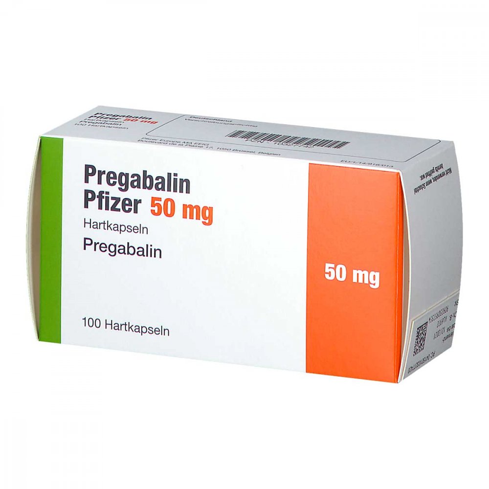 Das Produktfoto zeigt Pregabalin Pfizer 50 Mg Hartkapseln (100 stk) PZN 10327742