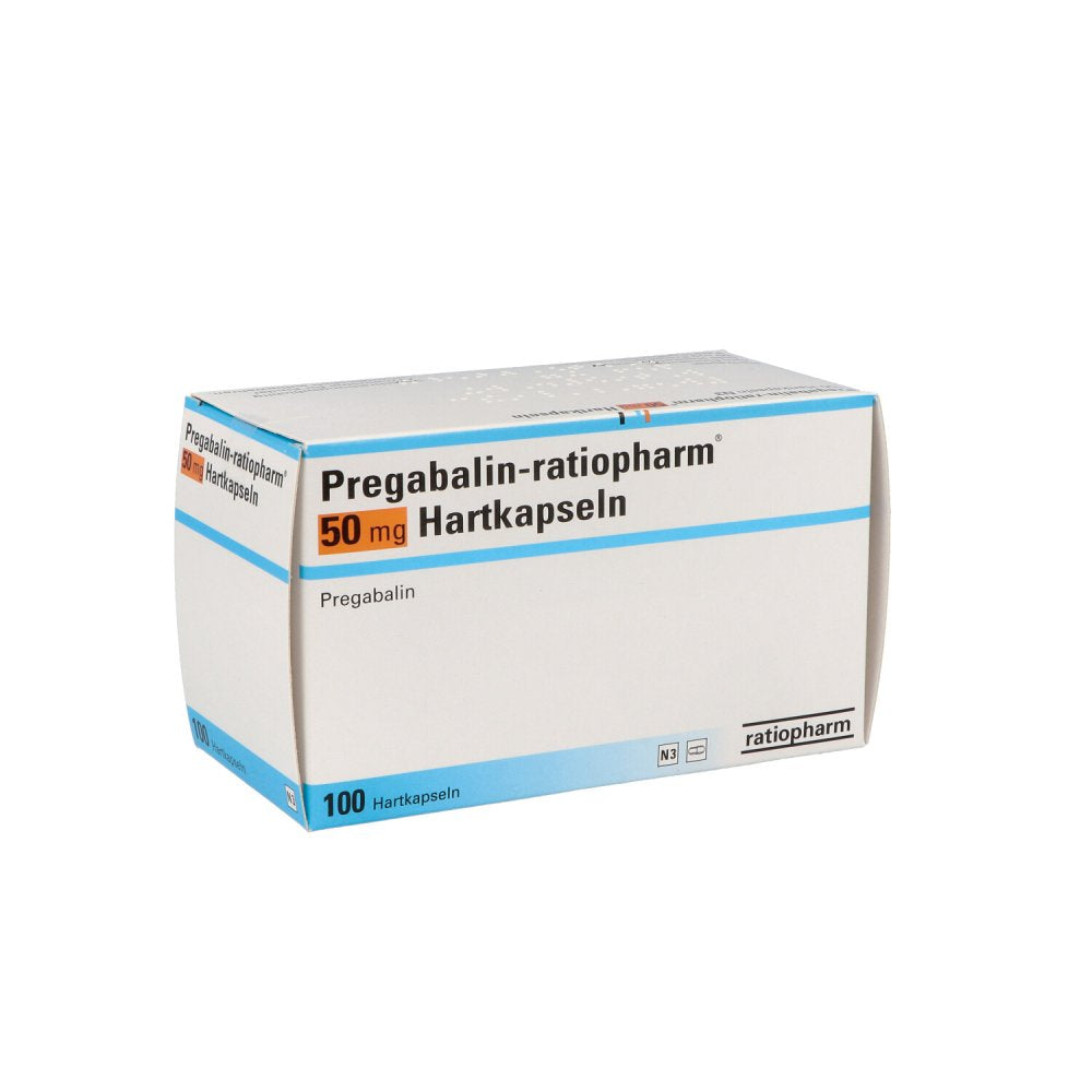 Das Produktfoto zeigt Pregabalin-Ratiopharm 50 Mg Hartkapseln (100 stk) PZN 10328807