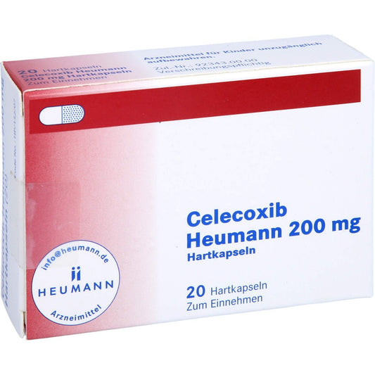 Das Produktfoto zeigt Celecoxib Heumann 200 Mg Hartkapseln (20 stk) PZN 10333955