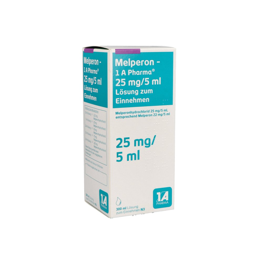Das Produktfoto zeigt Melperon-1a Pharma 25 Mg/5 Ml Lösung Zum Einnehmen (300 ml) PZN 10334021