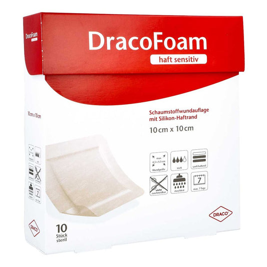 Dracofoam Haft Sensitiv Schaumst.Wund.10x10 Cm (10 stk)