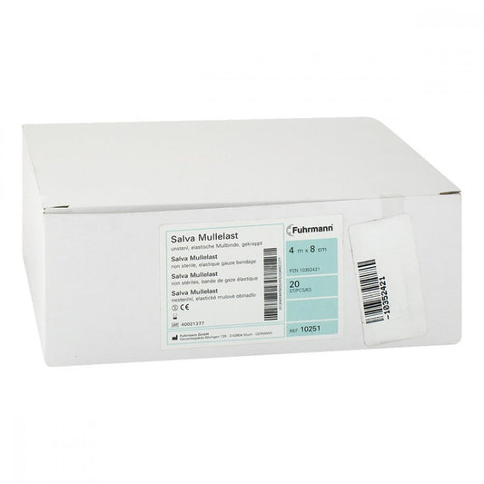 Das Produktfoto zeigt Mullbinden Krepp Elastisch 8 Cmx4 M (20 stk) PZN 10352421