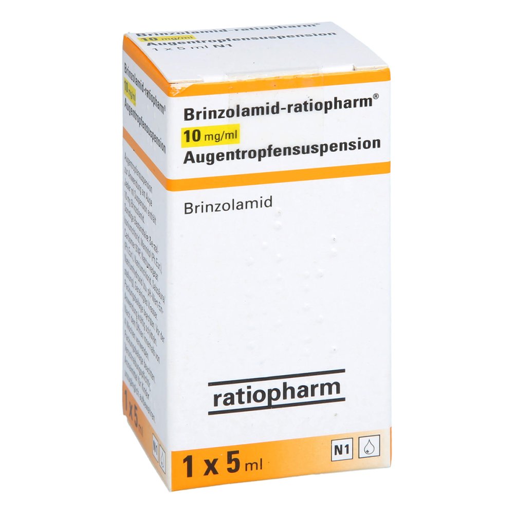 Das Produktfoto zeigt Brinzolamid-Ratiopharm 10 Mg/Ml Augentropfensusp. (1X5 ml) PZN 10353685