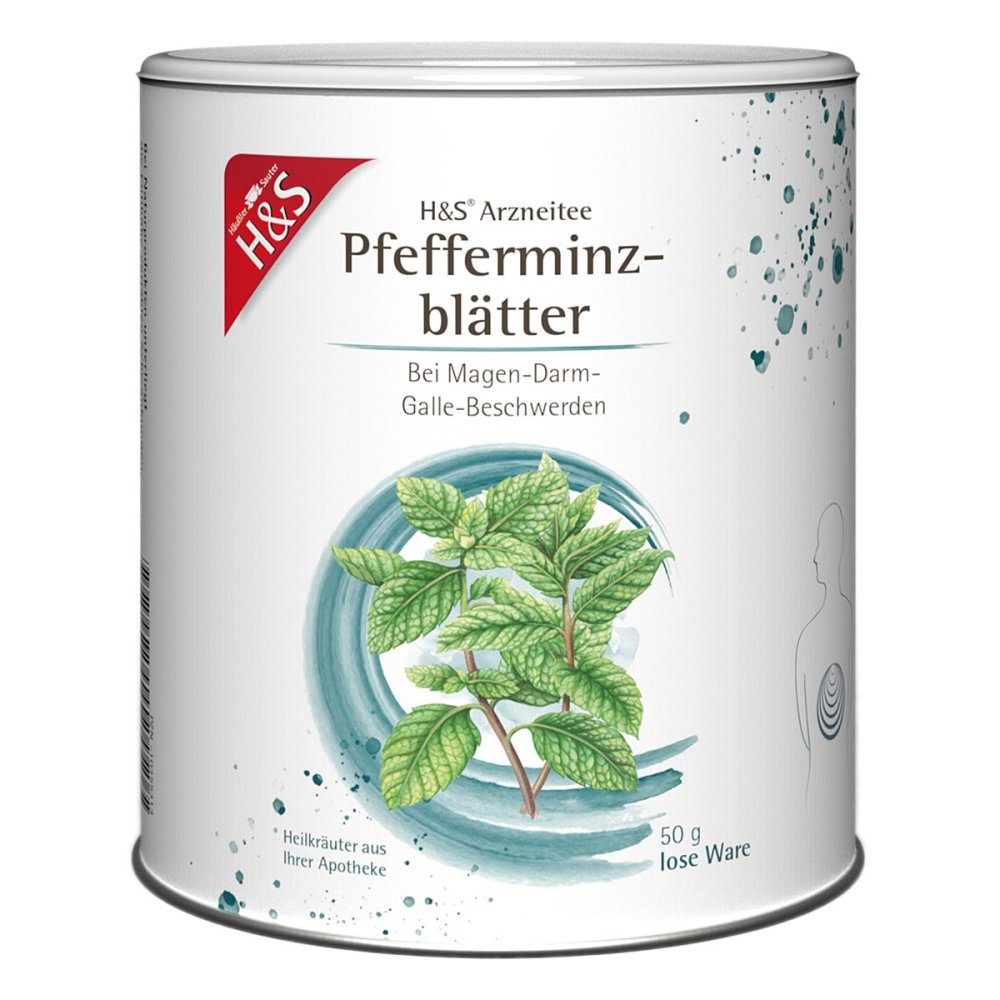 Das Produktfoto zeigt H&S Pfefferminzblätter Lose (50 g) PZN 10355313