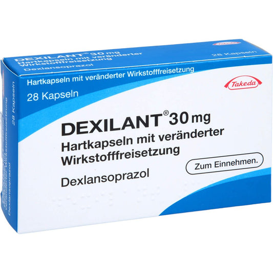 Das Produktfoto zeigt Dexilant 30 Mg Hartkaps.M.Veränd.Wirkst.-Freis. (28 stk) PZN 10358197