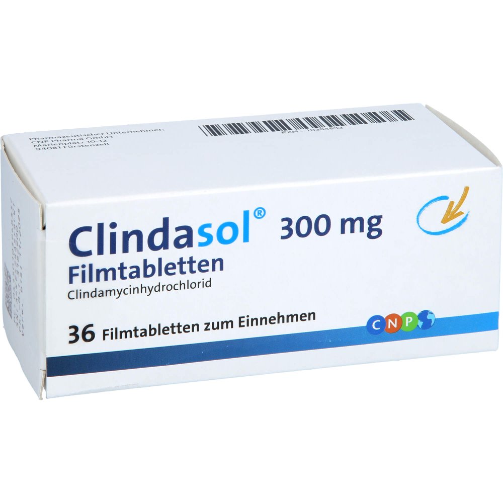 Das Produktfoto zeigt Clindasol 300 Mg Filmtabletten (36 stk) PZN 10394833