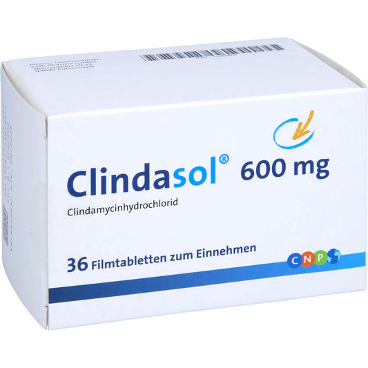 Das Produktfoto zeigt Clindasol 600 Mg Filmtabletten (36 stk) PZN 10394862