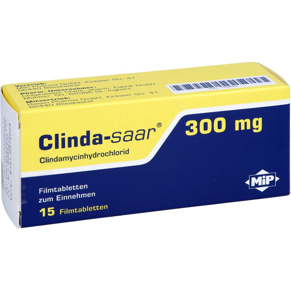 Das Produktfoto zeigt Clinda-Saar 300 Mg Filmtabletten (15 stk) PZN 10398239