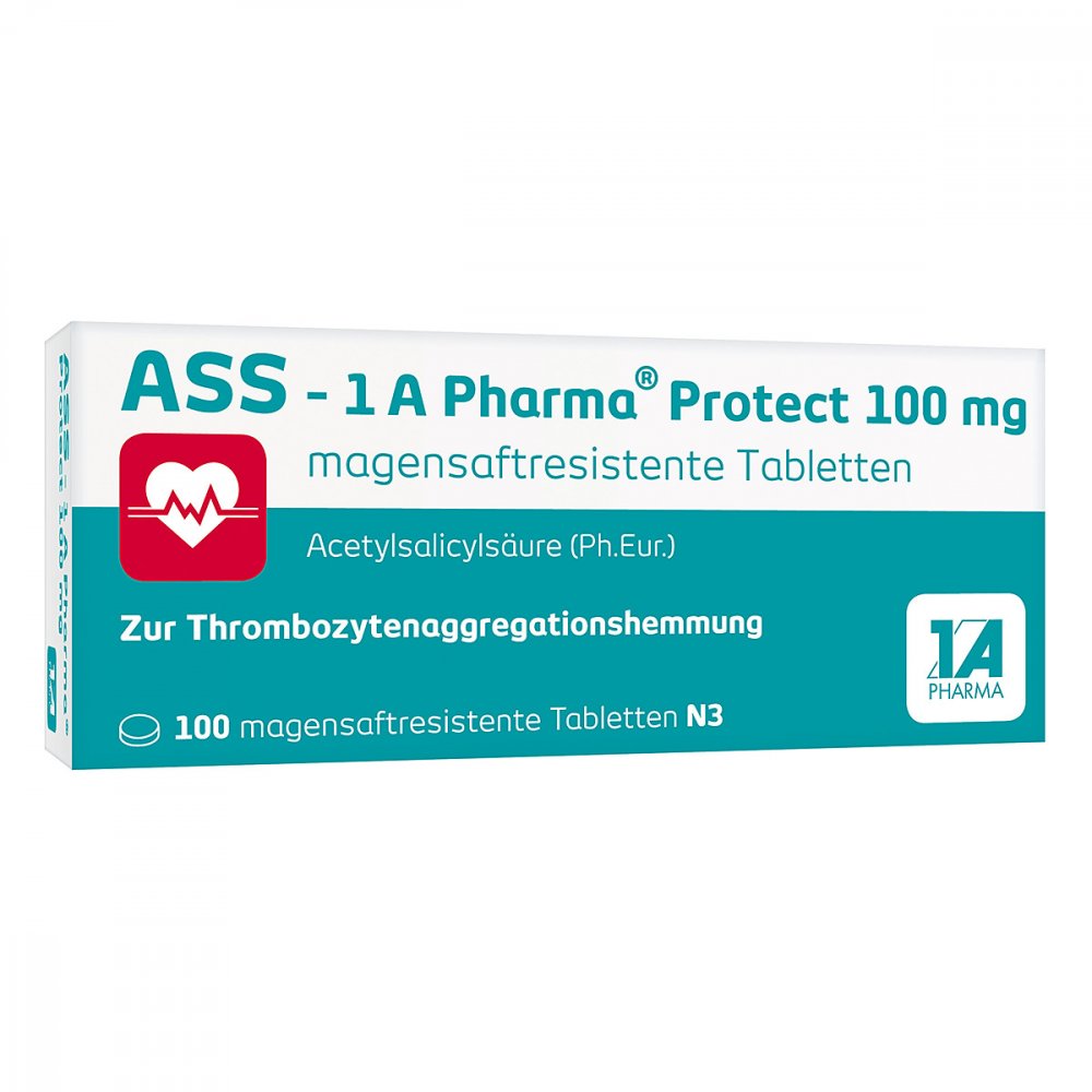 Das Produktfoto zeigt Ass-1a Pharma Protect 100 Mg Magensaftr.Tabletten (100 stk) PZN 10409931