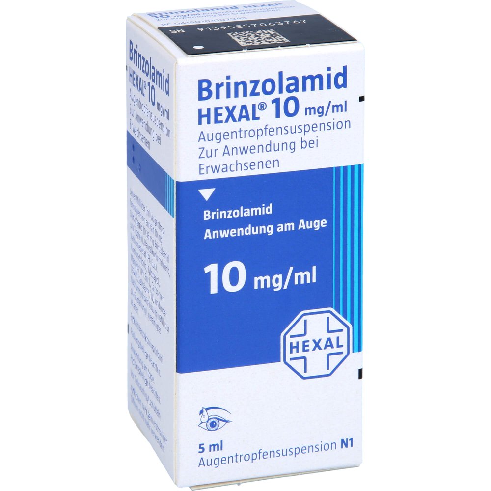 Das Produktfoto zeigt Brinzolamid Hexal 10 Mg/Ml Augentropfensuspension (5 ml) PZN 10410294