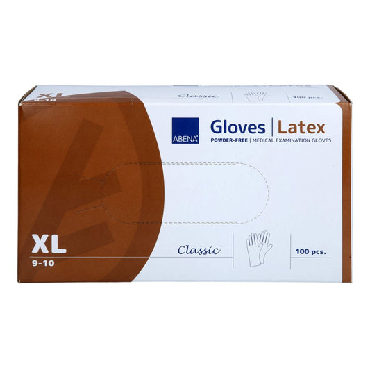 Das Produktfoto zeigt Latex-Handschuhe Classic Unster.Puderfrei Xl Natur (100 stk) PZN 10414464
