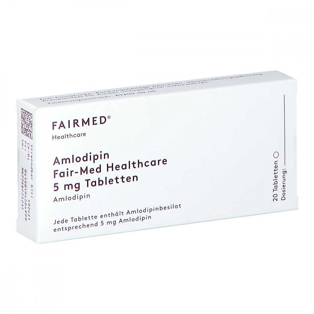 Das Produktfoto zeigt Amlodipin Fair-Med Healthcare 5 Mg Tabletten (20 stk) PZN 10420499