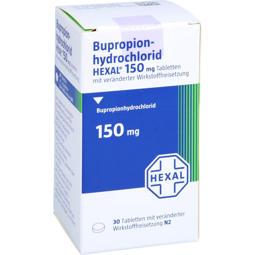 Das Produktfoto zeigt Bupropionhydrochlorid Hexal 150 Mg Tvw (30 stk) PZN 10515886