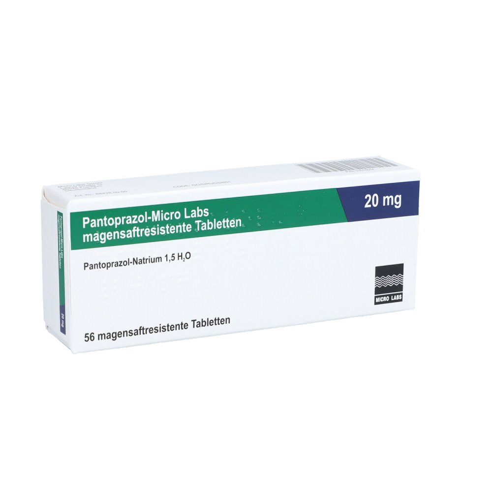 Das Produktfoto zeigt Pantoprazol-Micro Labs 20 Mg Magensaftr.Tabletten (56 stk) PZN 10516644
