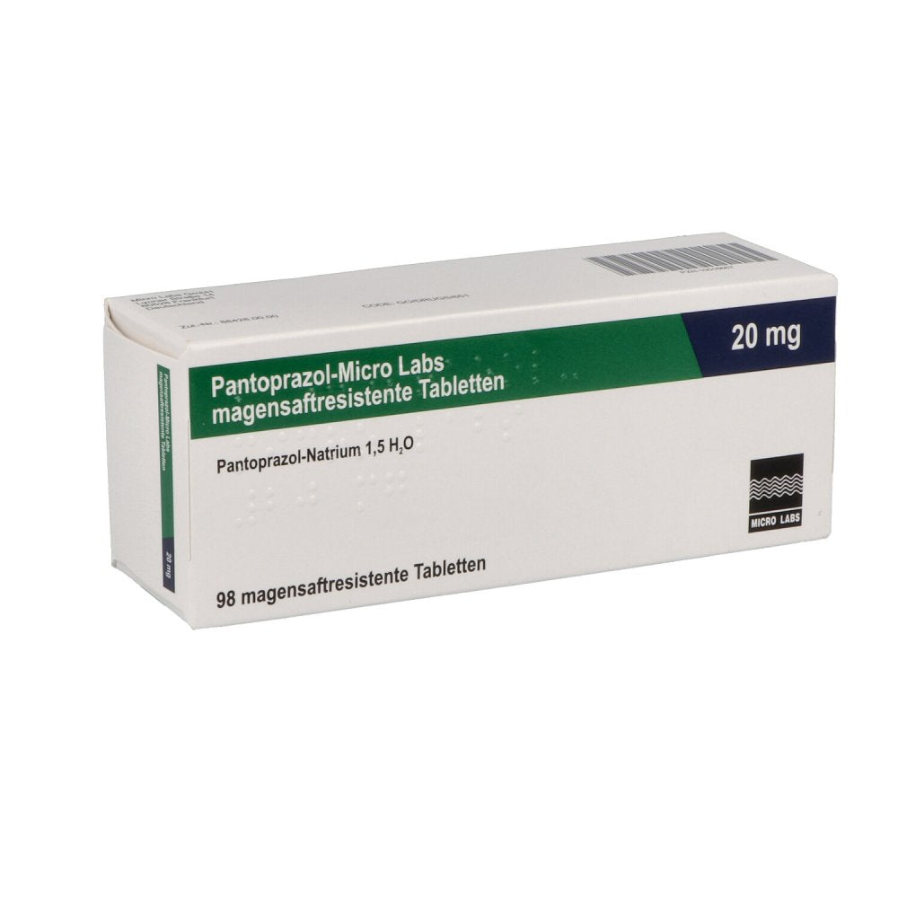 Das Produktfoto zeigt Pantoprazol-Micro Labs 20 Mg Magensaftr.Tabletten (98 stk) PZN 10516667