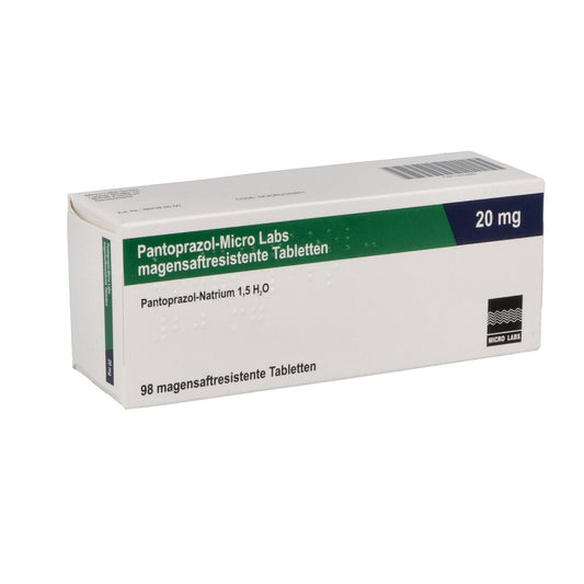 Das Produktfoto zeigt Pantoprazol-Micro Labs 20 Mg Magensaftr.Tabletten (98 stk) PZN 10516667
