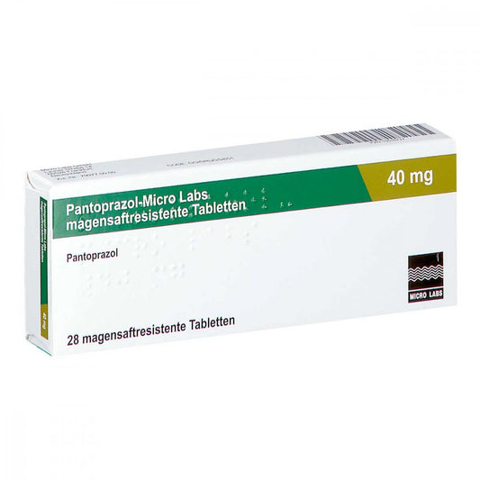 Das Produktfoto zeigt Pantoprazol-Micro Labs 40 Mg Magensaftr.Tabletten (28 stk) PZN 10516727