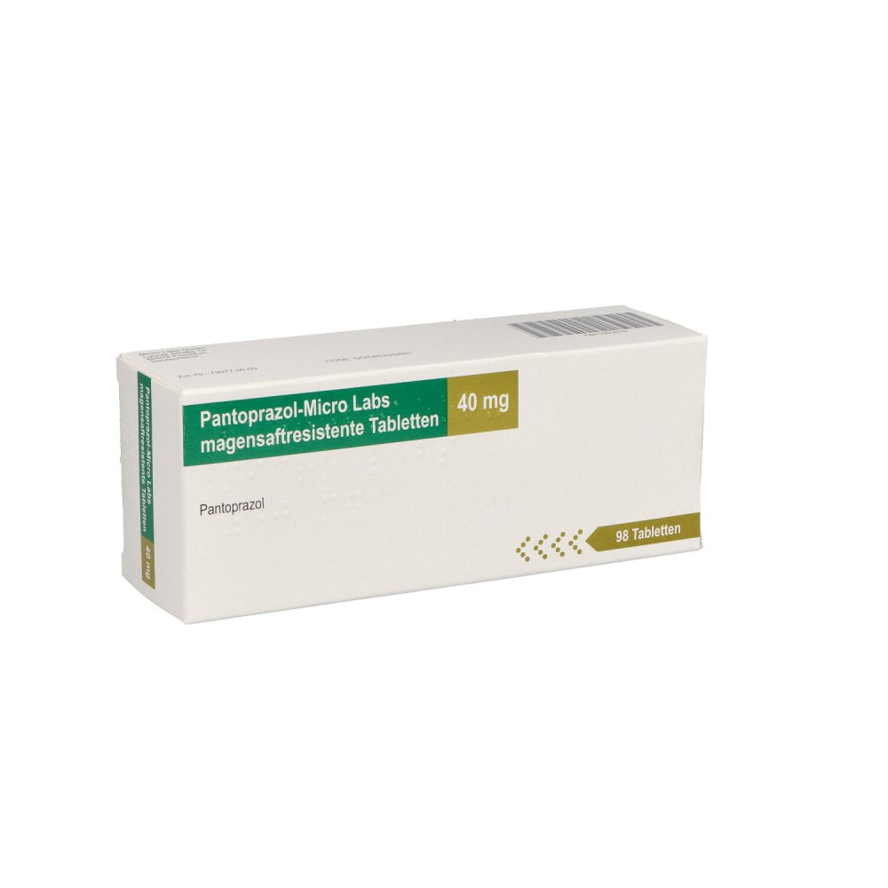 Das Produktfoto zeigt Pantoprazol-Micro Labs 40 Mg Magensaftr.Tabletten (98 stk) PZN 10516779
