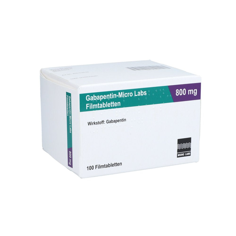 Das Produktfoto zeigt Gabapentin Micro Labs 800 Mg Filmtabletten (100 stk) PZN 10517193