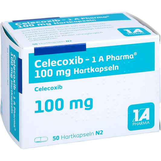 Das Produktfoto zeigt Celecoxib-1a Pharma 100 Mg Hartkapseln (50 stk) PZN 10526648