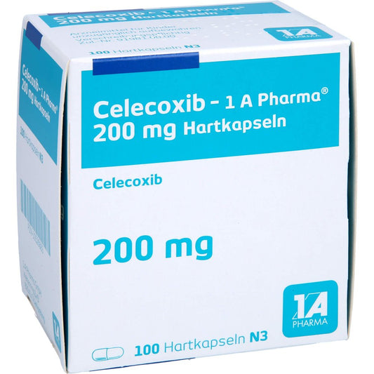 Das Produktfoto zeigt Celecoxib-1a Pharma 200 Mg Hartkapseln (100 stk) PZN 10526683