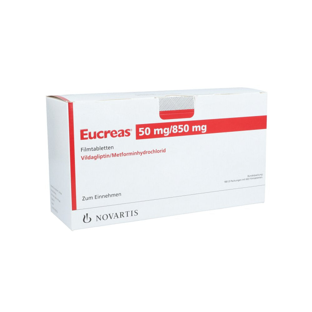 Das Produktfoto zeigt Eucreas 50 Mg/850 Mg Filmtabletten (3X60 stk) PZN 10528363