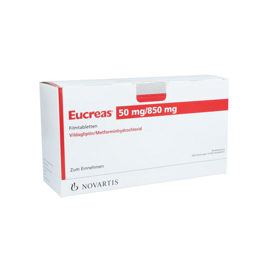 Das Produktfoto zeigt Eucreas 50 Mg/850 Mg Filmtabletten (3X60 stk) PZN 10528363