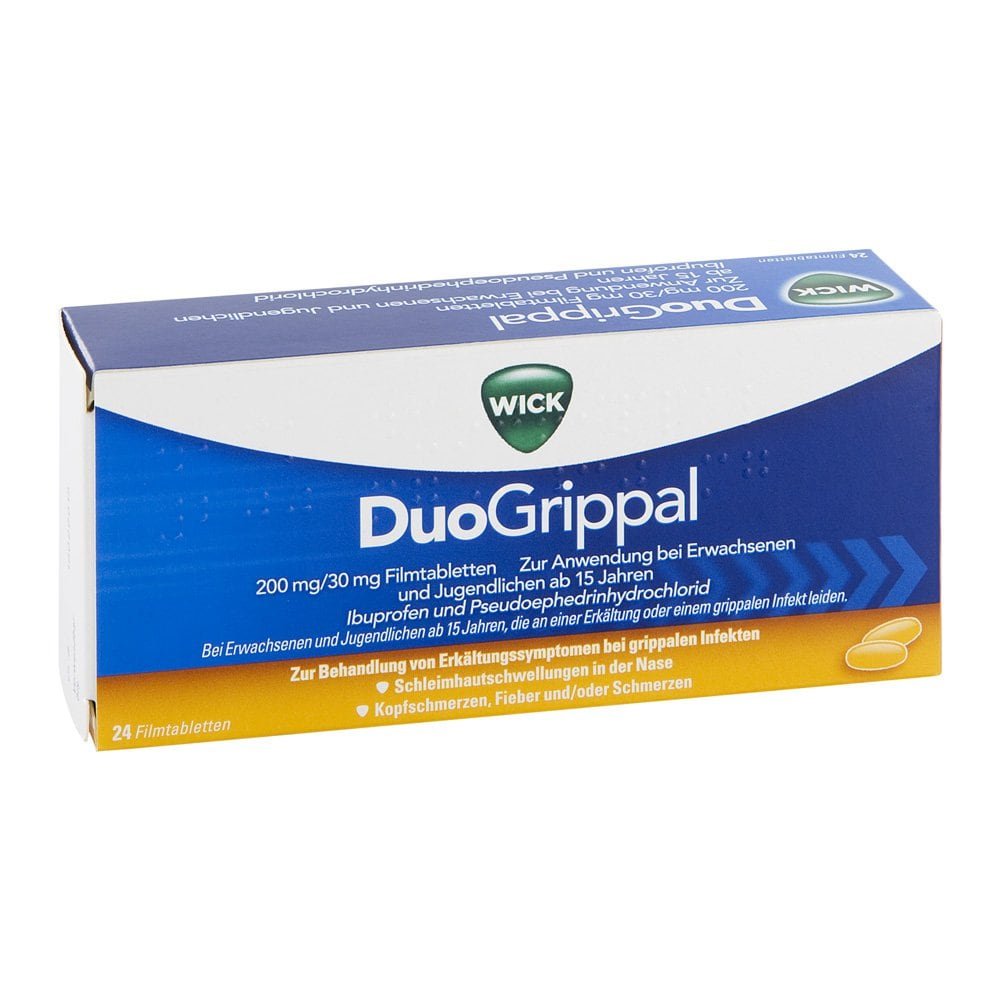 Das Produktfoto zeigt Wick Duogrippal 200 Mg/30 Mg Filmtabletten (24 stk) PZN 10541435