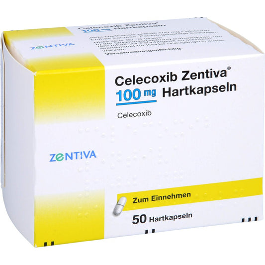 Das Produktfoto zeigt Celecoxib Zentiva 100 Mg Hartkapseln (50 stk) PZN 10542104