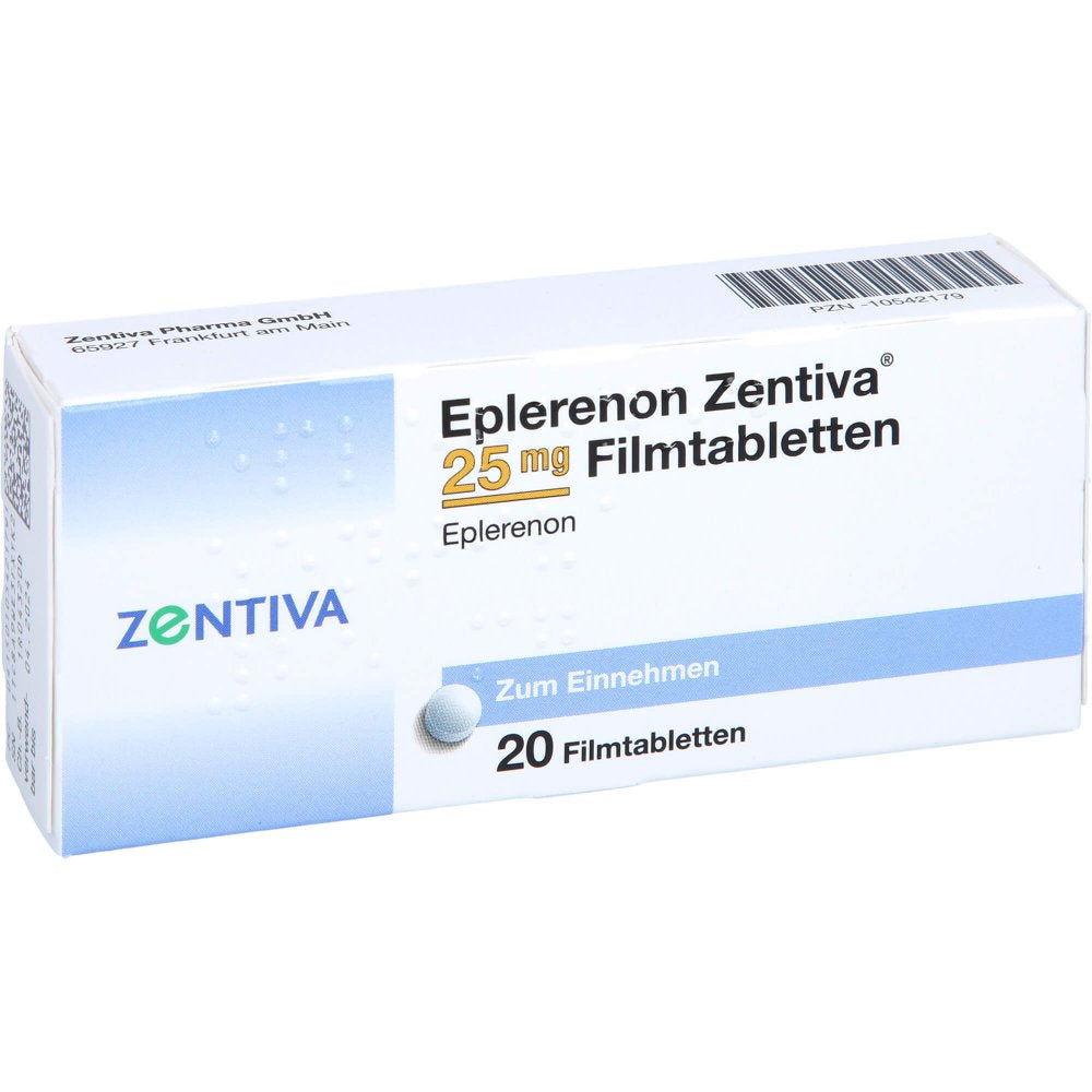 Das Produktfoto zeigt Eplerenon Zentiva 25 Mg Filmtabletten (20 stk) PZN 10542179