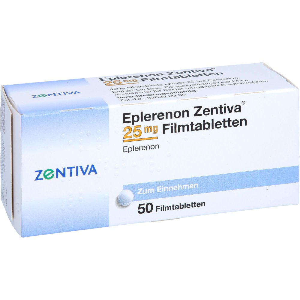 Das Produktfoto zeigt Eplerenon Zentiva 25 Mg Filmtabletten (50 stk) PZN 10542185