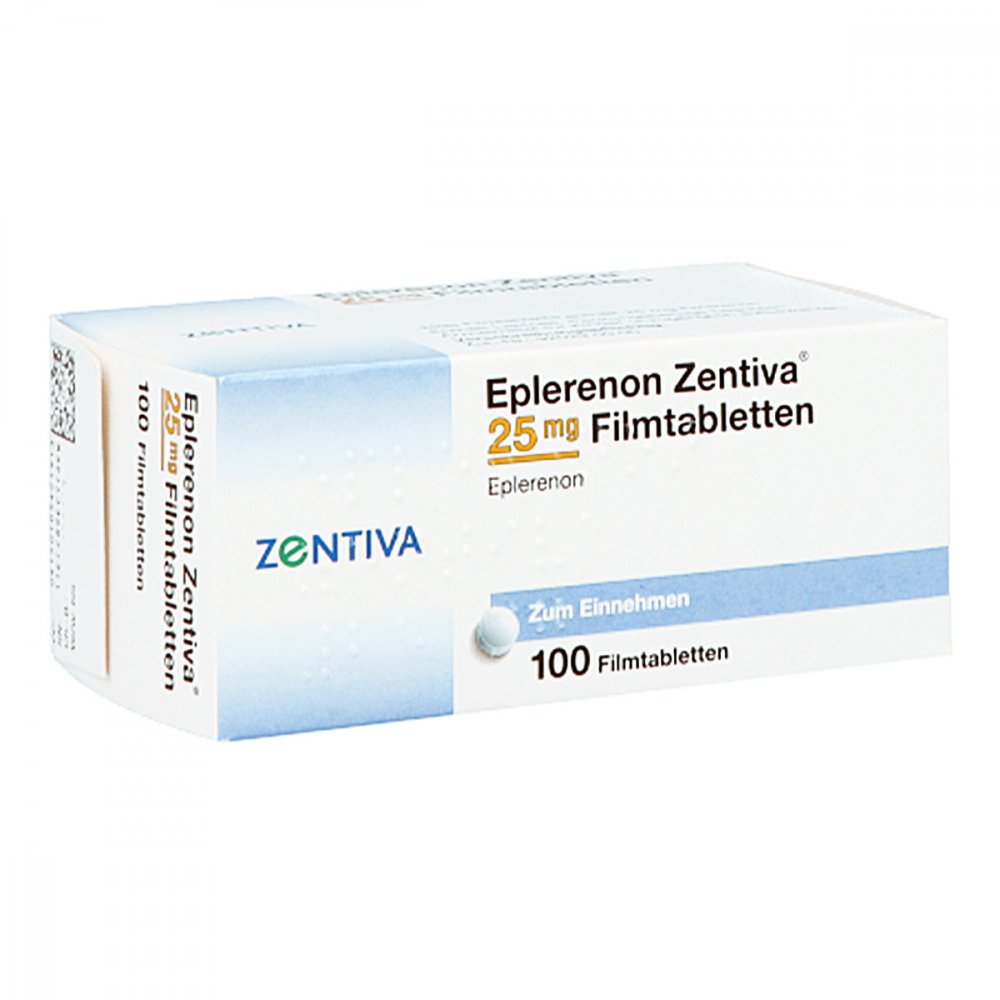 Das Produktfoto zeigt Eplerenon Zentiva 25 Mg Filmtabletten (100 stk) PZN 10542191