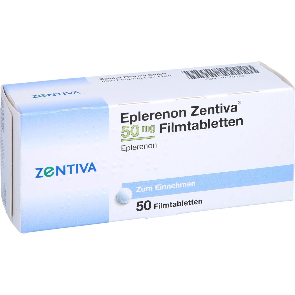 Das Produktfoto zeigt Eplerenon Zentiva 50 Mg Filmtabletten (50 stk) PZN 10542222