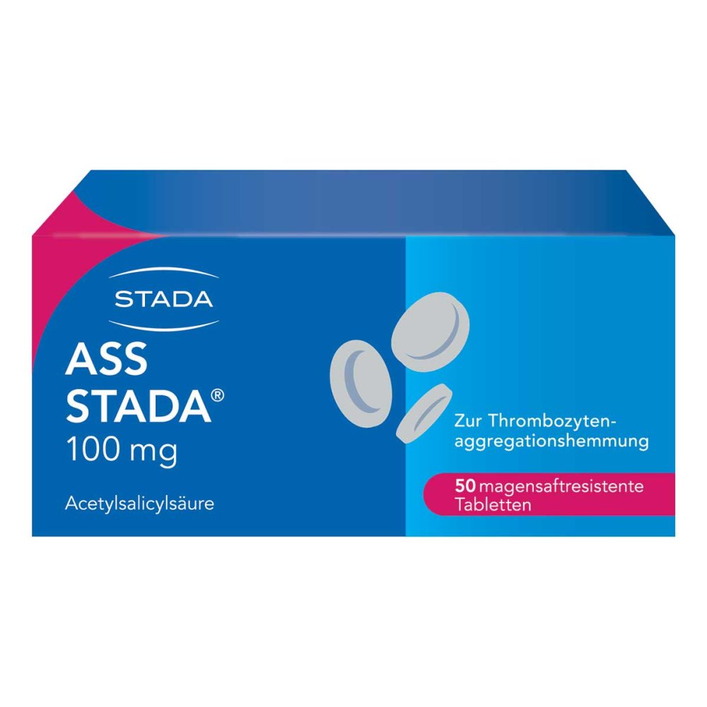 Das Produktfoto zeigt Ass Stada 100 Mg Magensaftresistente Tabletten (50 stk) PZN 10544043