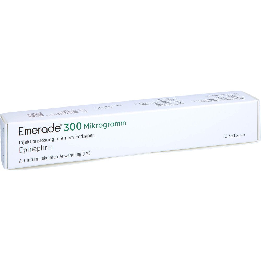 Das Produktfoto zeigt Emerade 300 Mikrogramm Inj.-Lsg.In Einem Fertigpen (1X0.3 ml) PZN 10544304