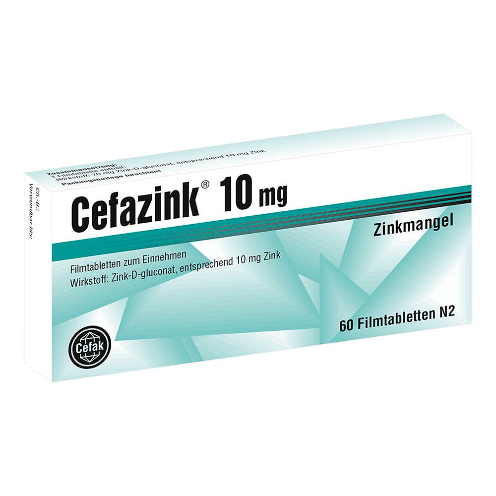 Das Produktfoto zeigt Cefazink 10 Mg Filmtabletten (60 stk) PZN 10549282