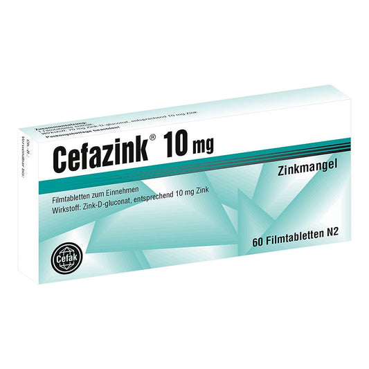 Das Produktfoto zeigt Cefazink 10 Mg Filmtabletten (60 stk) PZN 10549282
