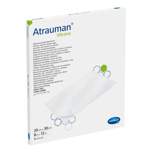Das Produktfoto zeigt Atrauman Silicone Steril 20x30 Cm Kompressen (5 stk) PZN 10554308