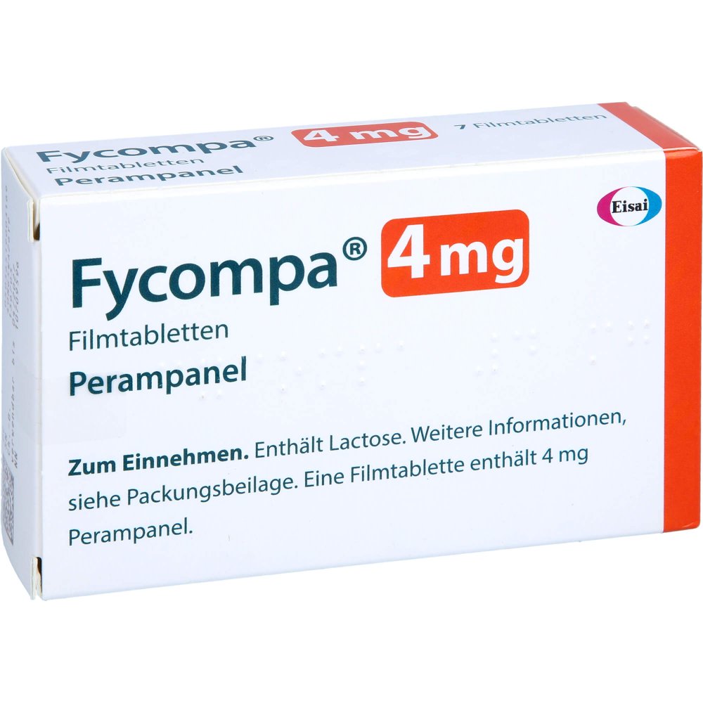 Das Produktfoto zeigt Fycompa 4 Mg Filmtabletten (7 stk) PZN 10709596